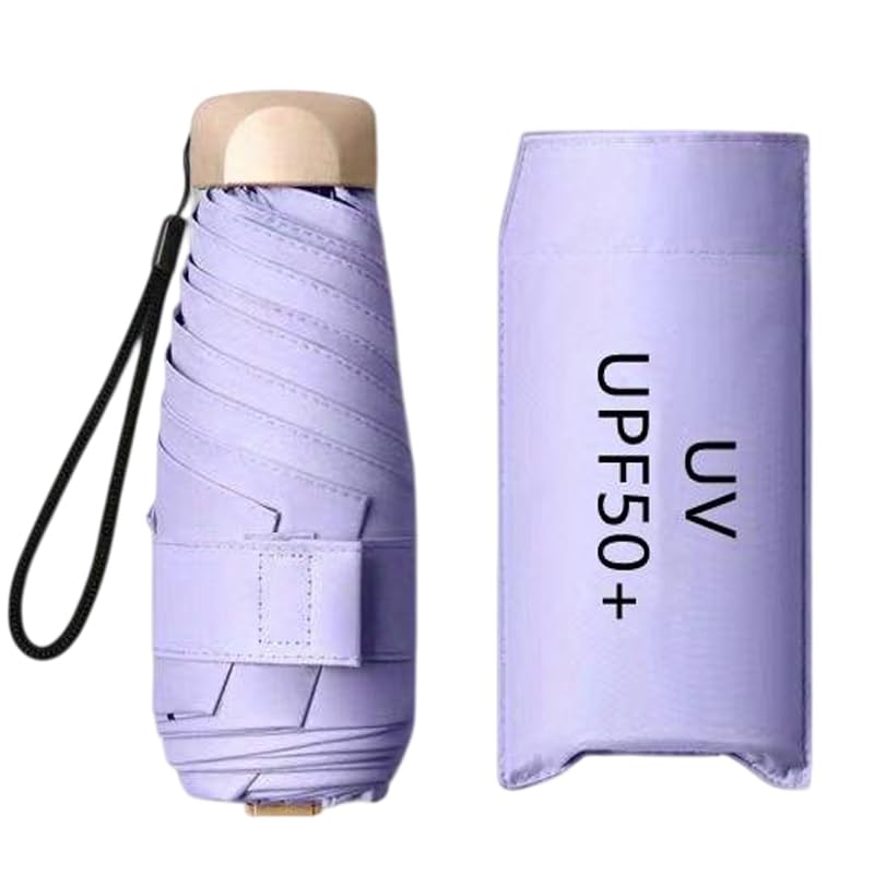 Image of WOOMZY Compact Travel Umbrella, Portable Mini Travel Sun Rain Beach Golf- Elegant Slim Design Small Pocket Umbrella for Rain, UV Protection Lightweight Umbrellas for Girls and Women (Purple)