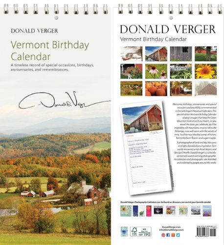 Donald Verger All Vermont Birthday Anniversary Perpetual Calendars - Gifts for Valentines Day, Mothers Day, Xmas & Holidays for Him, Her, Women, Men, Husband, Wife, Mom, Dad - Updated 2014