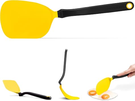 Dreamfarm Chopula Super Flexible Chopping Sit Up Spatula Safe for Non-Stick One Size Yellow | Non-stick cookware safe, heat resistant, thin, flexible flipper, turner and food chopper with sit-up, no-mess handle, 12"