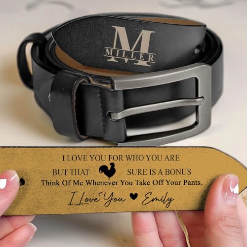 I Love You For Who You Are Belt, Personalized 2-Sided Engraved Leather Belt for Husband With Saying On The Inside, Custom Name Leather Belt for Men, Wide Black/Brown Leather Belts4