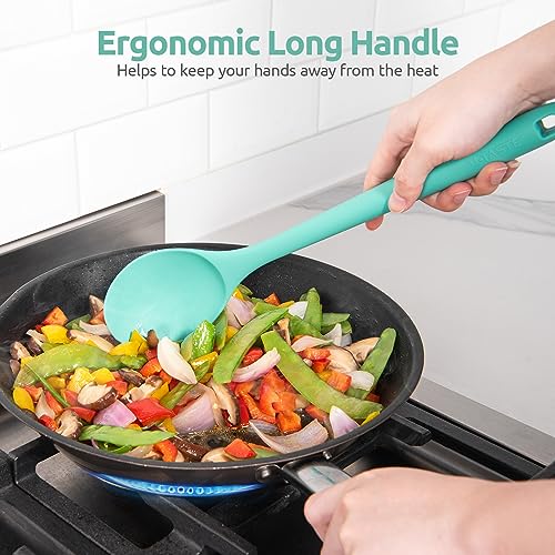 Image of U-Taste Silicone Cooking Spoon, 13.3 inch Long Large Mixing Spoon, Aqua Sky