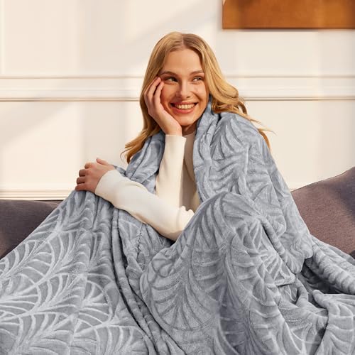 Whale Flotilla Flannel Fleece Twin Size Blanket for Bed, Soft Fluffy Velvet Bedspread Coverlet with Decorative Vintage Pattern for All Season, Warm and Lightweight, 60x80 Inch, Silver Grey