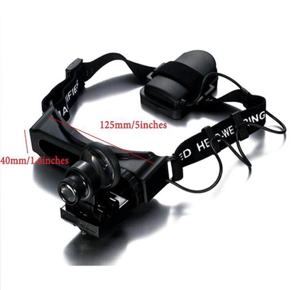 8 Linsen 1,0X, 1,5X, 2,0X, 2,5X, 3,5X, 5X, 8X, 20X Lupe, LED-Licht, Freisprech-Stirnband, Lupenlampe, Stirnband, Brille, Lupe, Lesebrille mit LED-Leuchten, Brillenlupenwerkzeug Safehappy