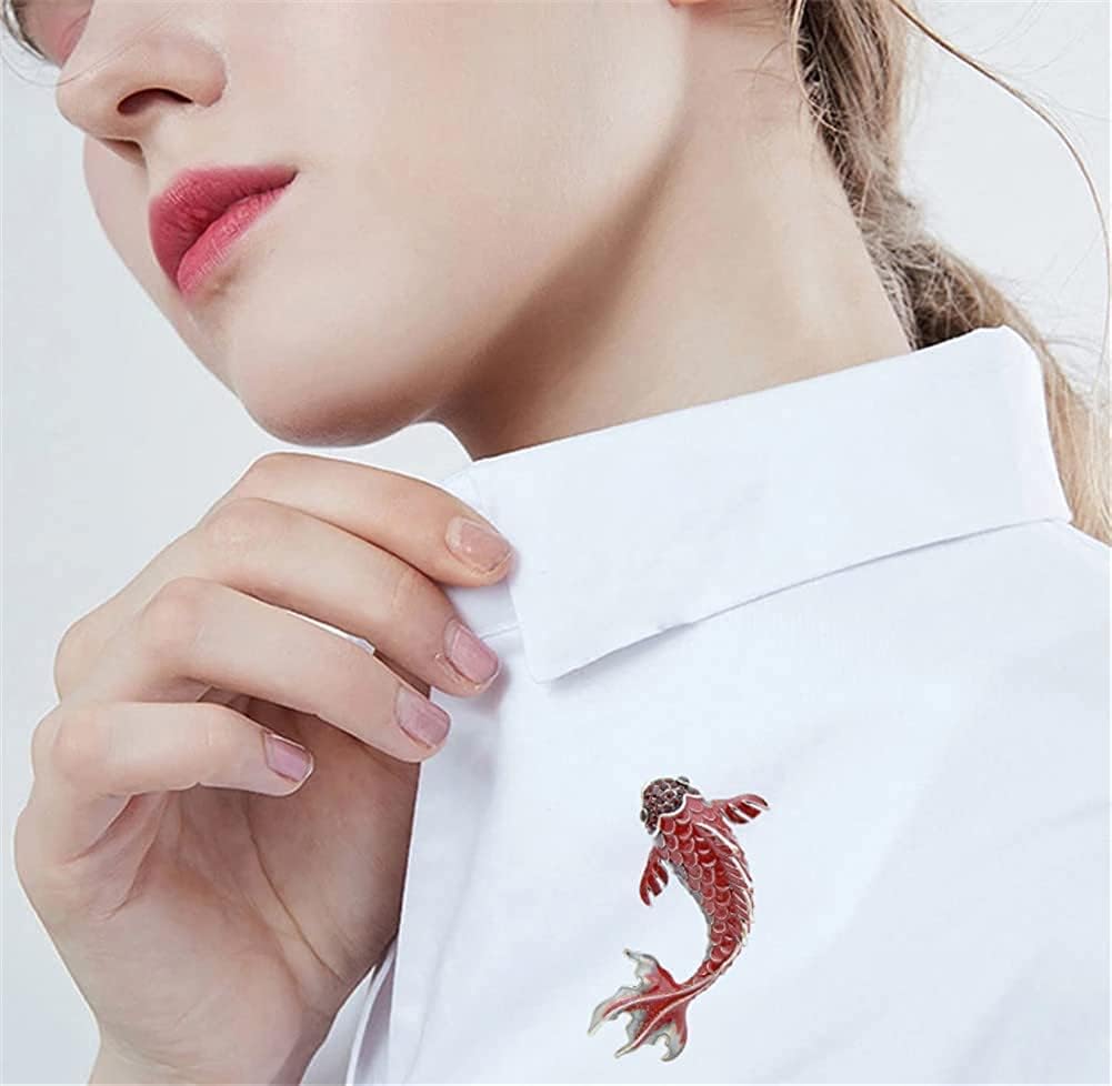 Big Red Carp Fish Brooches For Women Metal Rhinestone Fish Animal Brooch Pin Badges for Clothing Bags Backpacks Jackets Mom's Gifts Remembrance Gift Women Men Fashion Jewellery - Image 5