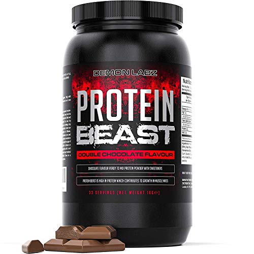 Protein Beast (Double Chocolate Geschmack) - Protein Pulver für den Muskelaufbau - enthält Molke-, Milch- und Soja-Protein (1kg)