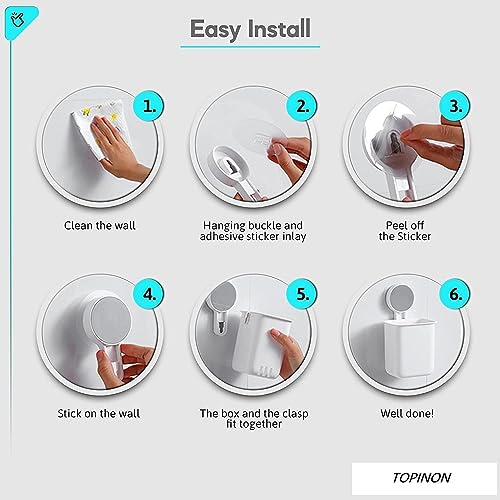 Image of STEFFAN Toothbrush Holders for Bathroom - Durable and Sturdy Brush Holder, Multipurpose Brush Holder for Bathroom Wall - Perfect for Home Use (White Pack of 2)