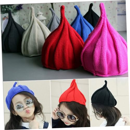 FRCOLOR Knitted Beanie Hat for Pointy Design Red Wine Comfortable Warm Winter Cap for Boys for Easy to Wash and Stylish2