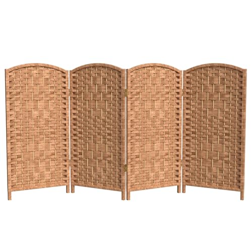 Red Lantern 3 ft. Short Diamond Weave Fiber Folding Screen - Natural - 4 Panel