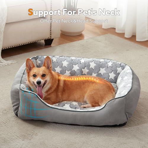 SIWA MARY Rectangle Dog Bed for Small Medium Dogs, Calming Dog Bed Small Size Dog, Orthopedic Dogs Sofa Bed, Washable Soft Calming Sleeping Soft Puppy Bed, Anti-Slip Bottom, Grey, S (20"x 19"x 6") - Image 5