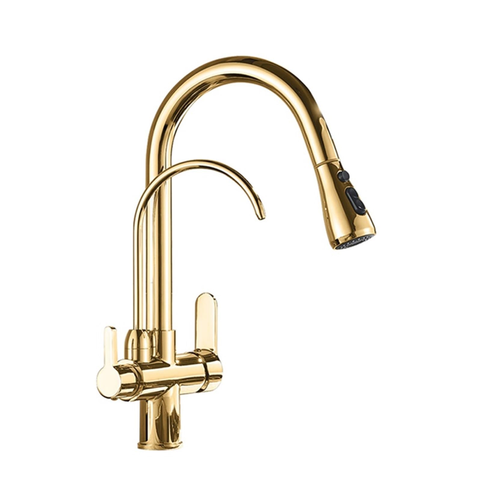 ZYCHSJXA Kitchen Pure Water Sink 360 Degree Swivel Filter Faucet, Spout Pull Out Mixer Faucet(Black and Chrome)