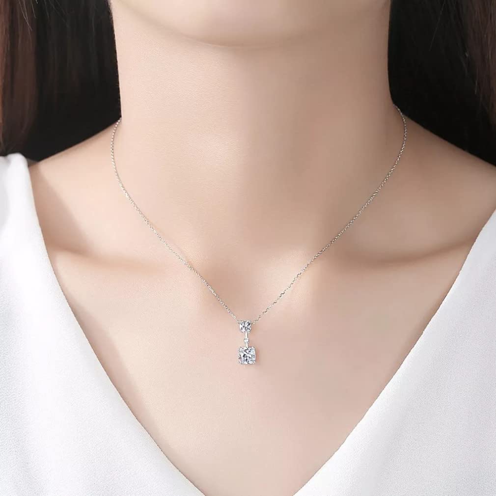 Wyczyść Kwadrat Topaz Wisiorek Naszyjnik dla Kobiet 925 Sterling Silver Wedding Naszyjnik Biżuteria