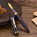 Asvine Stabilized Wood Fountain Pen C2000 Number 8 Fine Nib Large Handcraft Unique Pattern Pen with Converter Pen Box Collection Set- Sunset