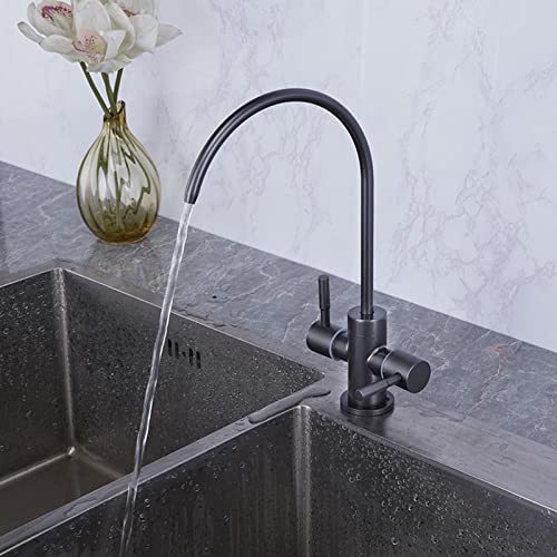 Robinet en acier inoxydable gris à double sortie avec purificateur