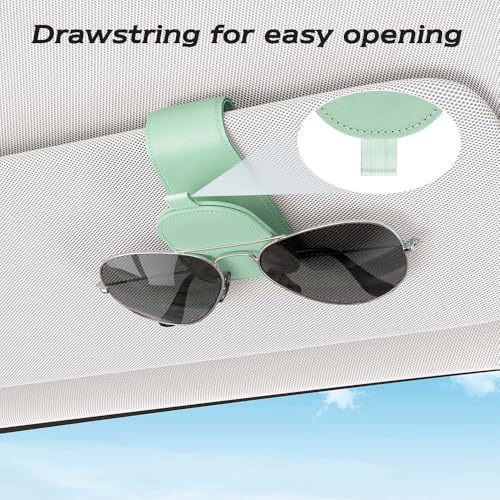Image of Sotfamily Sunglass Holder for Car Visor, Suede Cloth Magnetic Sunglass Organizer for Car Accessories, 2 Packs, Pastel Green