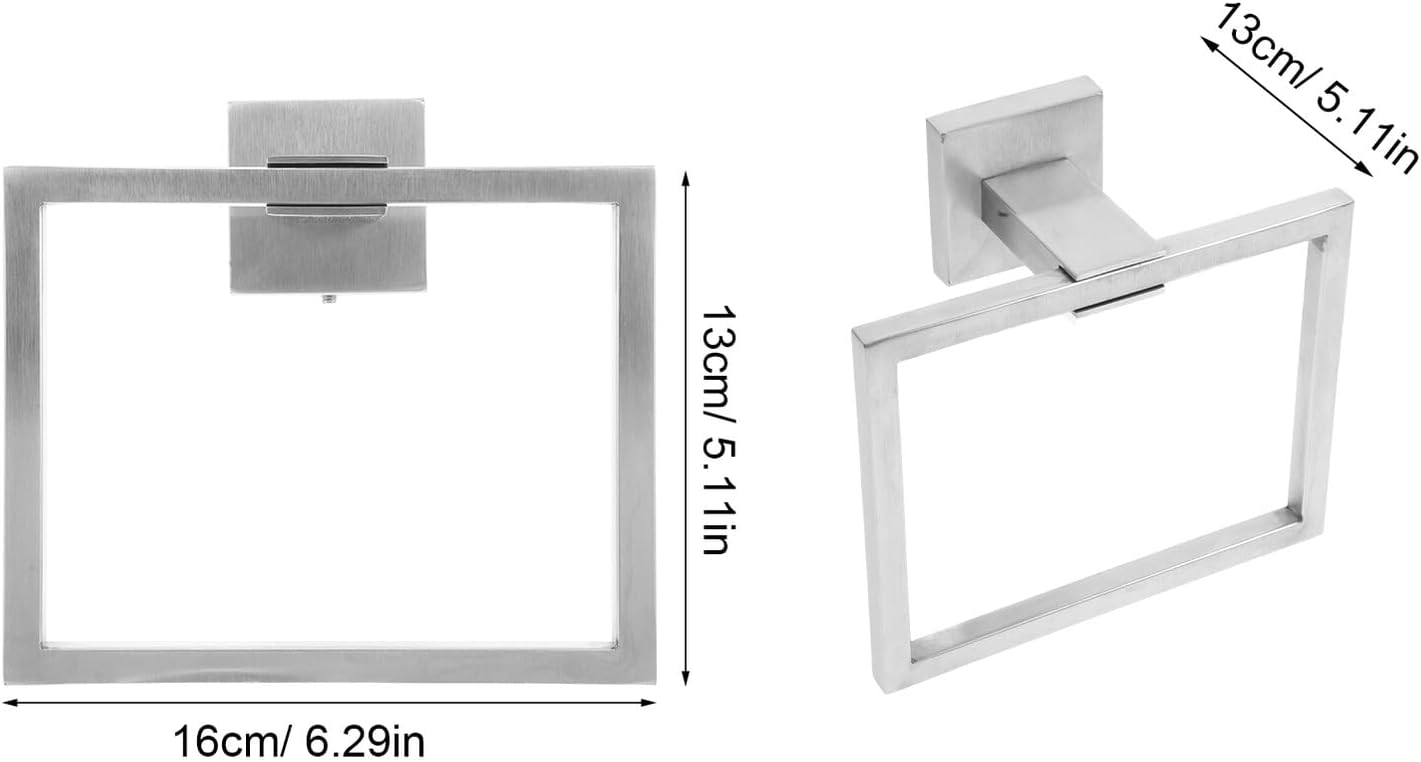 Stainless Steel Towel Ring Bathroom Wall Mount Towel Holder Square Brushed Finish for Bathroom and Kitchen