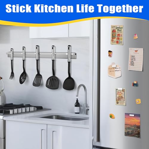 Image of FINDMAG Heavy Duty Bar Magnets with Adhesive, 10 Pack, 60x10x5mm | Strong neodymium magnets with adhesive backing; for cabinet closures, shower doors, garage storage, tools and home projects