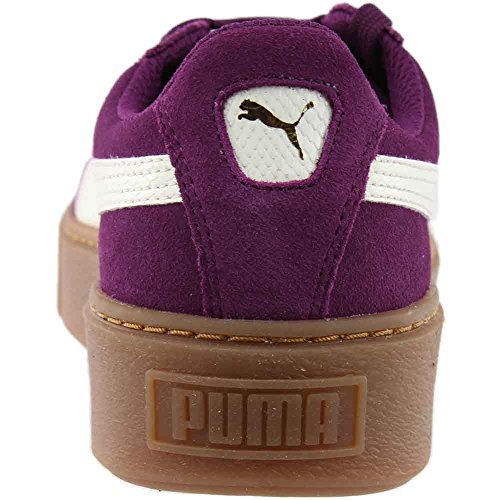 PUMA Puma Girls Suede Platform SNK Jr Casual Athletic Sneaker, Dark Purple/Marshmallow, 5 M US Big Kid