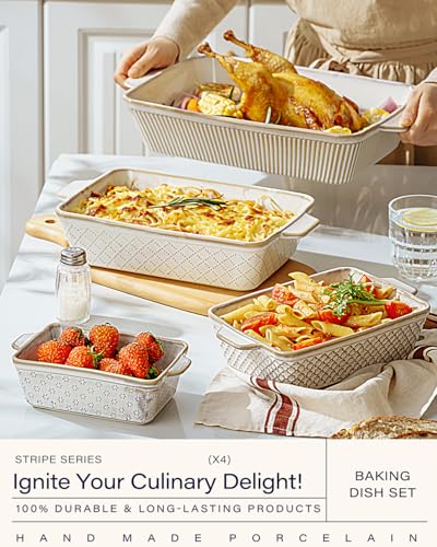 getstar Ceramic Bakeware Sets of 4, Casserole Dishes for Oven, Ceramic Cookware Set, Baking Pan Set - Image 4