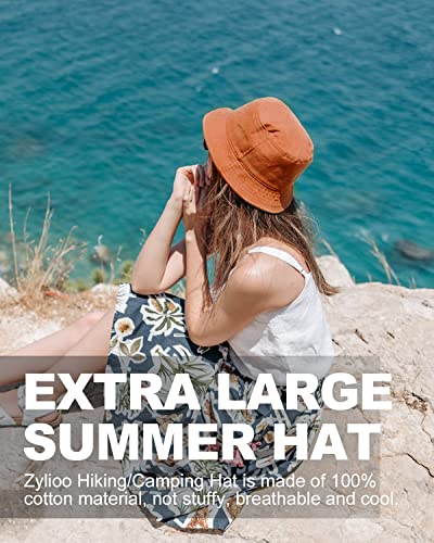 Zylioo Extra Large Reversible Sun Hat,Summer Travel Bucket Hats,Comfy Fishing Hat For Big Heads 25"-26" Black-Orange #TOP5