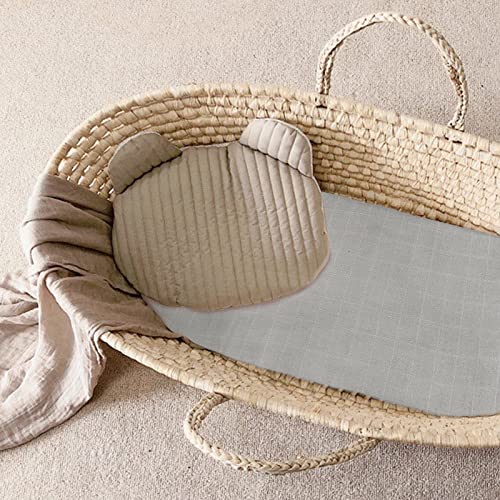 Muslin Bassinet Sheet Fitted 2 Pack For Cradle Or Bassinet Pad＆Mattress, Soft And Breathable Bamboo Cotton Muslin Bassinet Sheets (32"X16"X5.5") For Boys And Girls Gift, Grey #TOP5