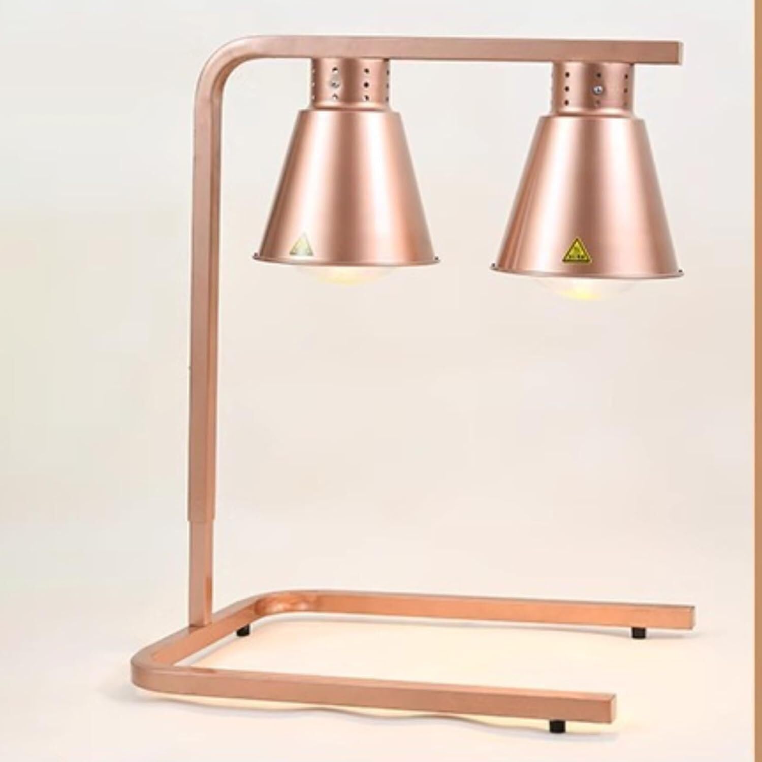 Lampy do podgrzewania potraw w bufetach Przenośna lampa grzewcza z podwójną głowicą do podgrzewania żywności do stołówki kuchennej w restauracji(Rose Gold)