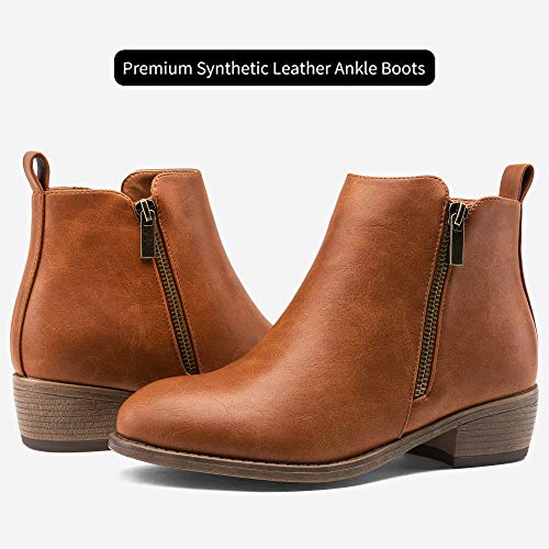 Jeossy Women's Ankle Boots Fashion Low Heel Yellow Brown Winter Booties For Women Size 8.5(Djy905 Yellow Brown 08.5) #TOP6