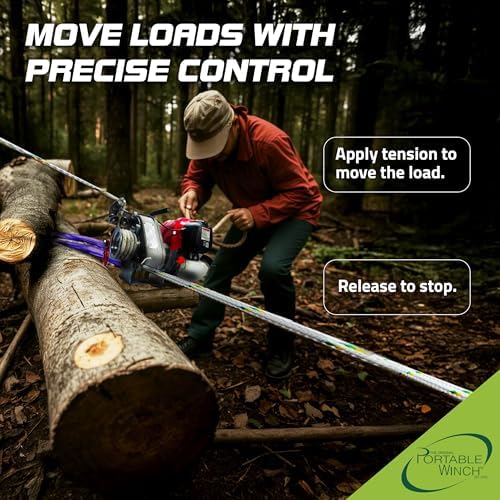 Portable Winch PCW4000 Gas Powered Capstan Winch, 2200 lb Pulling Force, Portable Honda GX50 Engine, Unlimited Rope Length for Hunting, Logging, and Towing - 2