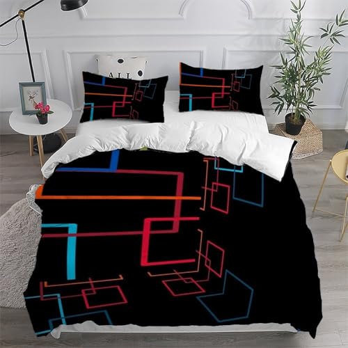 Housse de couette microfibre 200x200 imprimé moderne couvre-lit 3 pièces adulte - 6