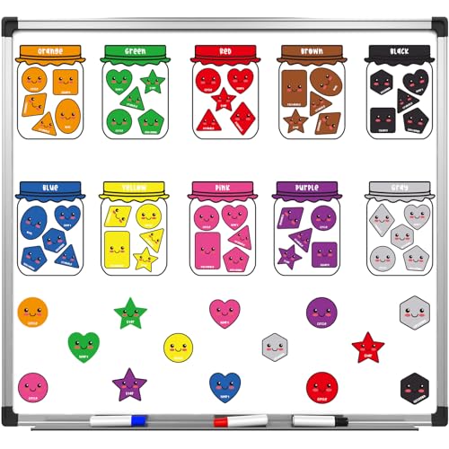 Color Magnet Learning 10 Packs Shape & Color Recognition Magnetic Sorting Set for Toddlers ...