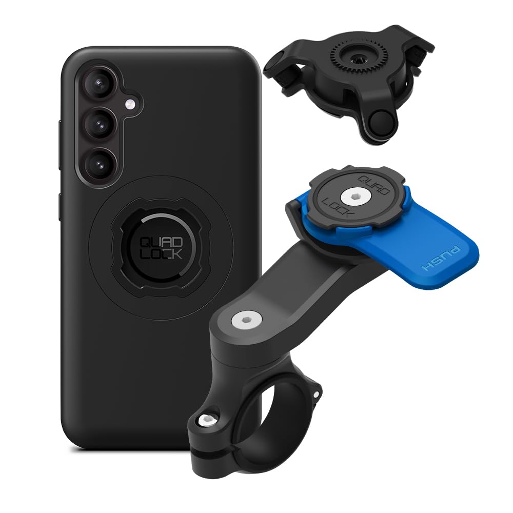 Quad Lock Support Téléphone pour Guidon de Moto avec Amortisseur de Vibrations et Coque MAG pour Galaxy S24 FE