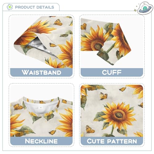 JUNZAN Vintage Sunflower Silver Kids Boys Sweatshirts Hoodies Long Sleeve Sweatshirts for Boys Sports 4T3