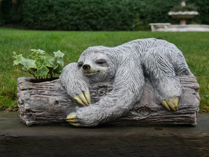 My Square Mile Sloth Garden Planter with Double Plant Pots, Outdoor Statue Ornament/Light (Single Planter Pot Sloth)