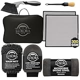 Car Cleaning Kit for Men - Includes Professional Car Detailing Products & Detailing Kit with Wheel Brush, 2 Large 300GSM Microfibre Towels, Wash Mitts, 800GSM Drying Towel for Exterior Valeting