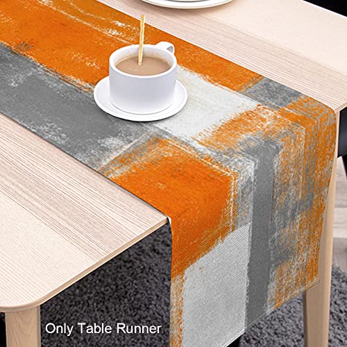 European Style Table Runner,Orange and Grey Table Runner,Farmhouse Abstract Art Painting Table Runners for Dinner Table Parties Holiday Decor - Image 3