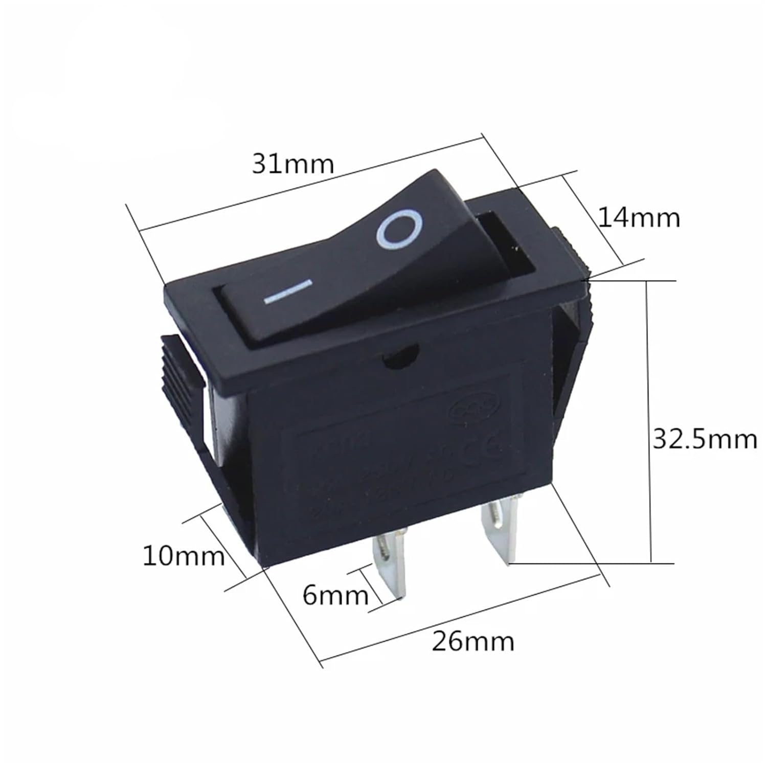1PCS KCD3 Rocker Switch 15A 250V/20A 125VAC 2Pins SPDT ON-Off 2 Position Black Boat Power Switch(Black)