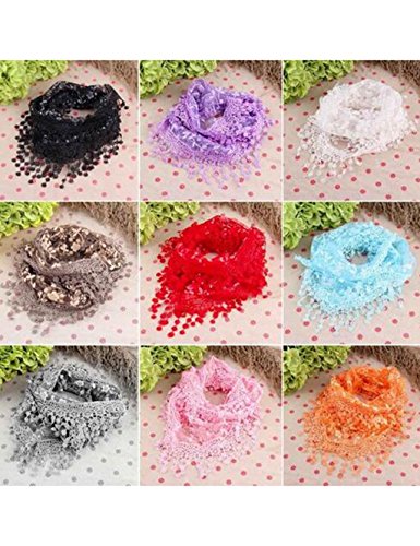 9 colors Lady Lace Scarf Tassel Sheer Metallic Floral scarves Shawl2