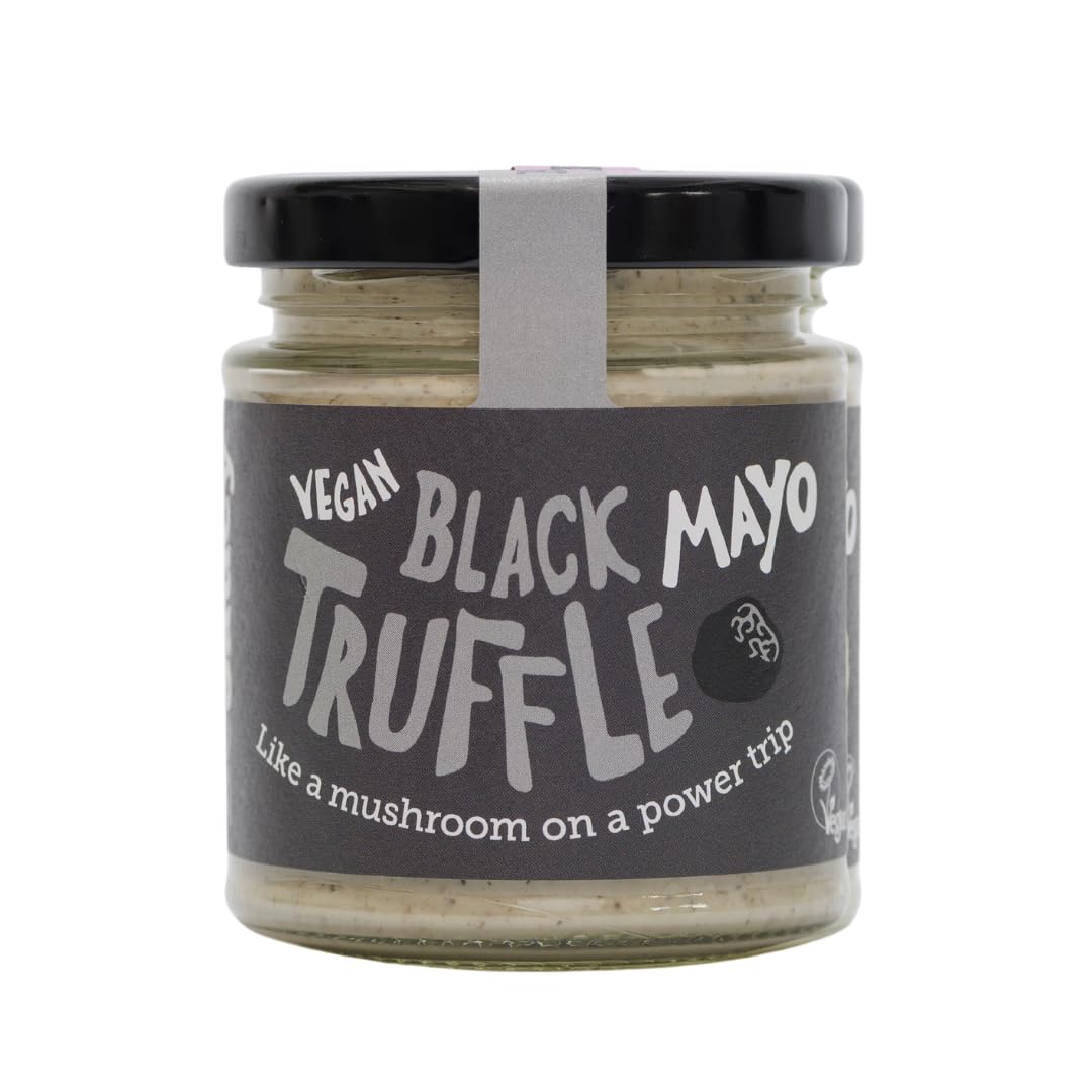 BeSaucy - Black Truffle Mayonnaise, Works Great as a Spread, Dip, Stirred Through Mash or Partnered with Pasta and Pizza Crusts, Produced in the UK & Vegan Friendly, 6 x 180g Glass Jars