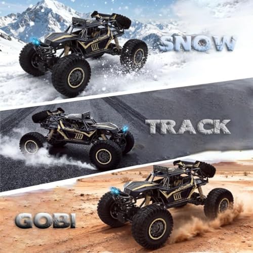 Image of 1:8 Scale RC Rock Crawler 4WD Remote Control Monster Truck for Adults - Heavy Duty Metal Off Road RC Car with High Torque Motor, All Terrain Tires, Matte Black