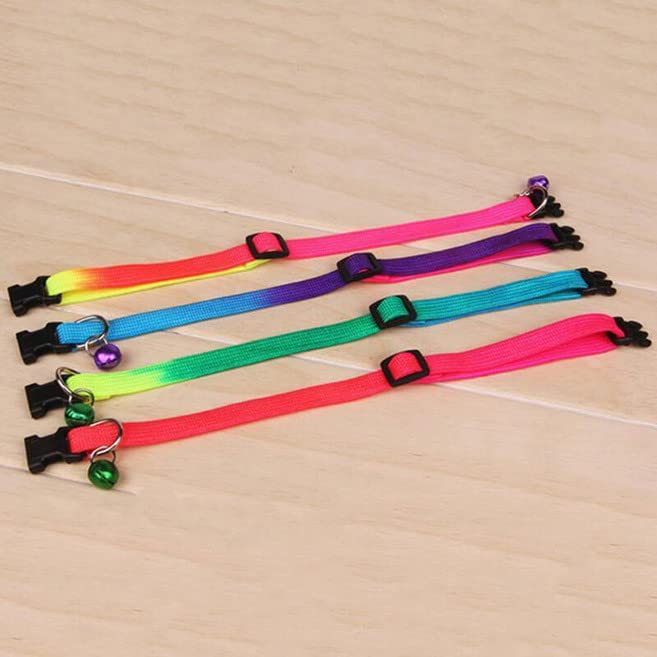Image of KsPups Rainbow Dog Cat Bell Collar I Adjustable Outdoor Comfortable I Pet Collars for Small Dogs Puppies Pets Collars I Pack of-1 (Rainbow Print Collar)