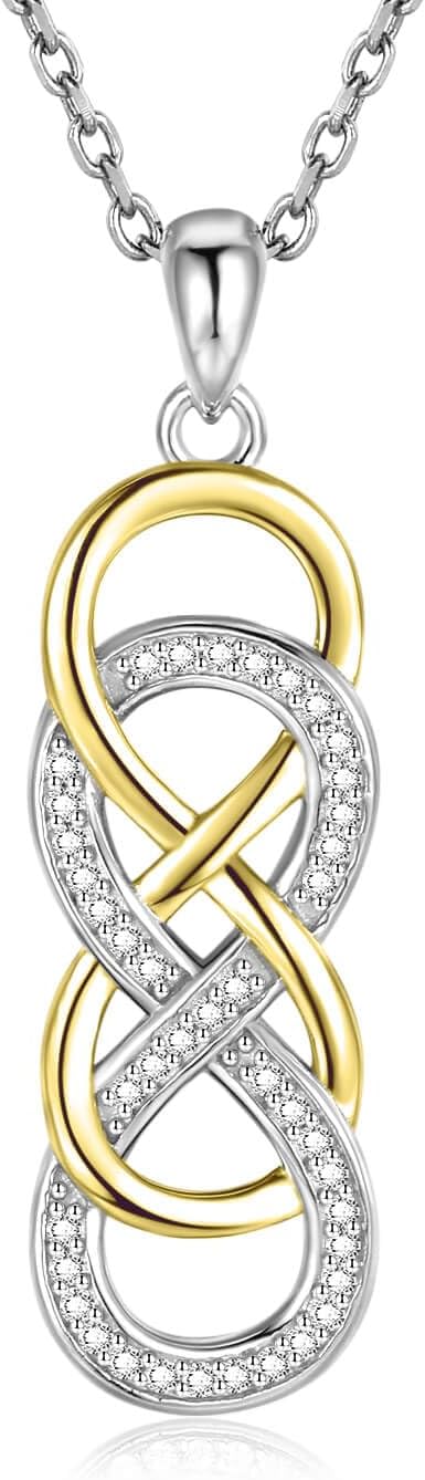 APOTIE Celtic Infinity Necklace for Women - 925 Sterling Silver CZ Infinite Pendant Eternal Jewelry Gifts for Women Girlfriend Wife