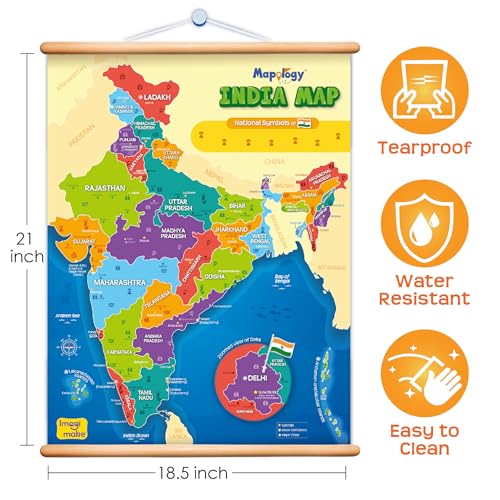 Image of Imagimake Mapology India Map with Reusable Stickers | Educational Toy | Kids Learning Toys For Age 6 Years+ | Best Birthday Gift for Kids Age 5,6, 7, 8