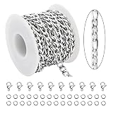 KYUNHOO 5 Meters Silver Chain Bulk 304 Stainless Steel Jewelry Making Supplies Figaro Chain Spool fo
