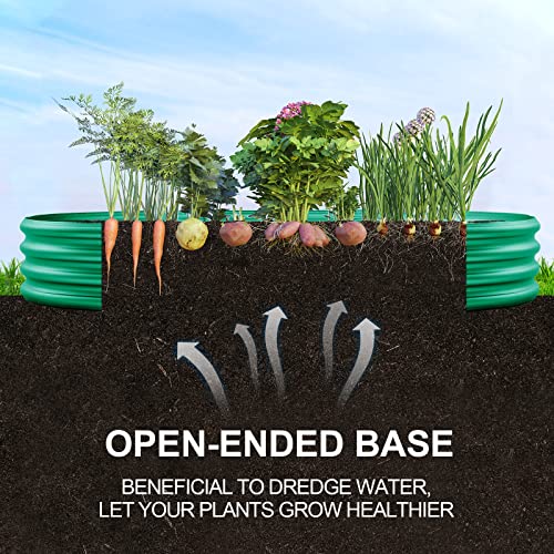 Land Guard Galvanized Oval Large Metal Raised Garden Bed Kit, Planter Boxes for Vegetables 4 x 2 x 1ft (Green) - Image 3