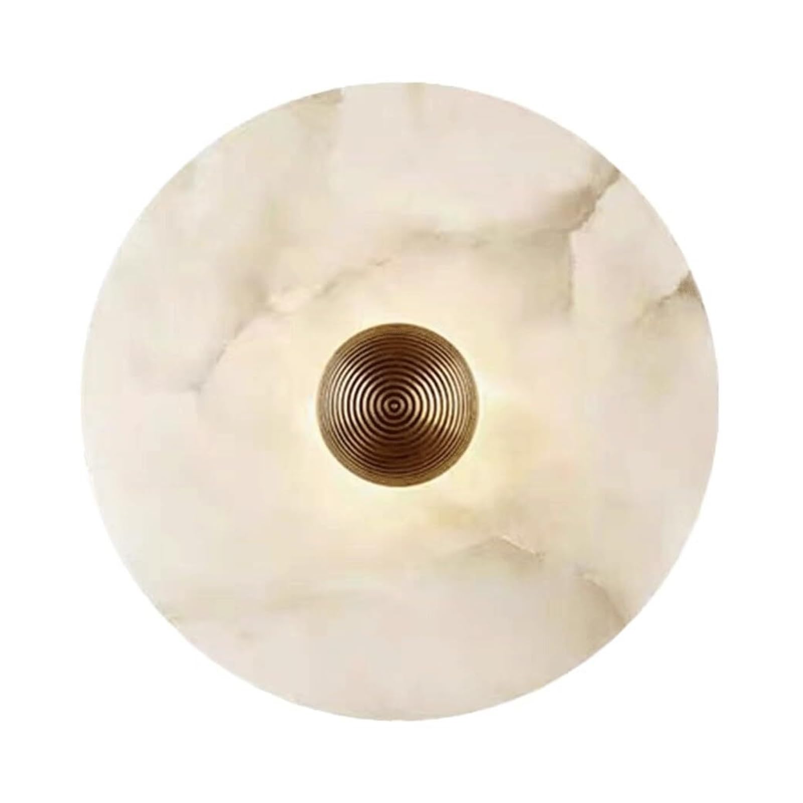 KHUKHU Natural Marble Wall Sconce Alabaster Wall Light Stone Wall Lamp Round Vanity Light Fixtures for Bathroom Bedroom Living Room Stairs Metal Base Wall Mounted Lamp Hardwired(25CM)