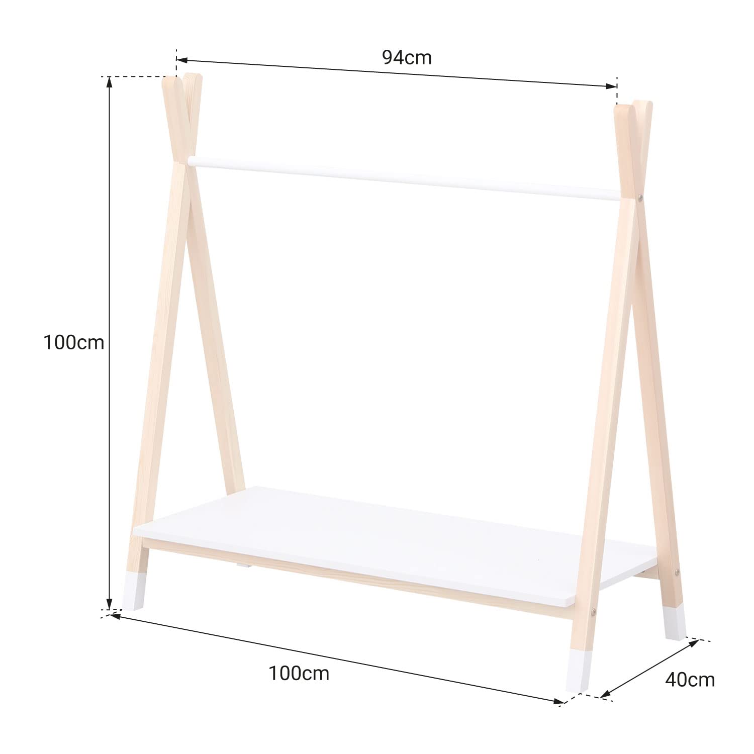 Happy Garden Armario Infantil LOU con cajón Blanco de Estilo escandinavo, Perchero de Madera de Pino
