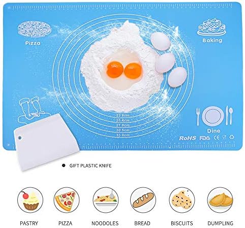 Silicone baking mats with measuring function, non stick heat resistant nonslip Reusable Silicone placemat, Pastry mats, Countertop protection mats. Easy to clean.(15.7” X 22.7” blue)