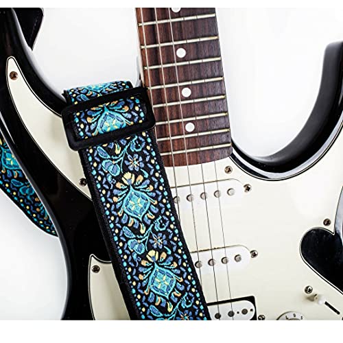 Hootenanny Guitar Strap, Jacquard Weave Embroidered Christmas Gift Strap Includes 2 Strap Locks & 2 Unique Picks. Adjustable Pick Pocket For Bass, Electric & Acoustic Guitar Stocking Stuffer #TOP4