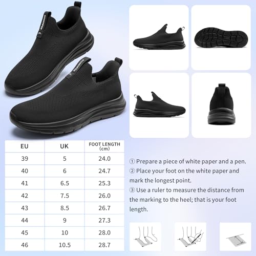 Sosenfer Slip on Sneaker Herren Atmungsaktive Schuhe ohne Schnürsenkel Turnschuhe Bequem Casual Sportschuhe Leicht Gym Walkingschuhe für Herren-HEISE-HEIDI-42-XIN2