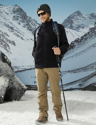 TACVASEN Men's Polar Fleece Jacket Full Zip Lightweight Tactical Jacket with Pockets Winter Coats Warm Casual Hiking Outdoor 6