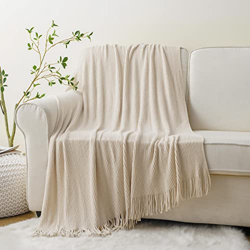 BATTILO HOME Beige Throw Blanket for Couch, Soft...